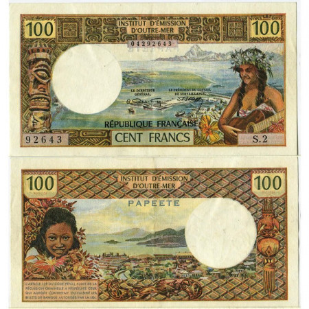ND (1973) * Billet Tahiti 100 Francs "Papeete - Girl" (p24a) SUP