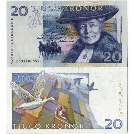 1992 * Billet Suède 20 Kronor "Selma Lagerlöf" (p61a) NEUF