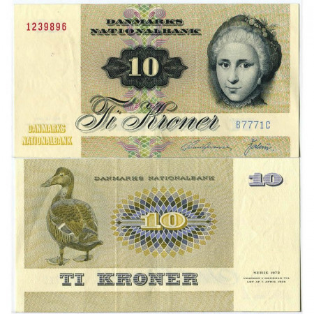 1977 * Billet Danemark 10 Kroner "Catherine S Kirchhoff" (p48g) TTB+
