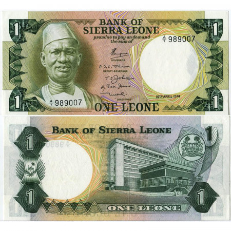 1974 * Billet Sierra Leone 1 Leone "President Siaka Stevens" (p5a) NEUF