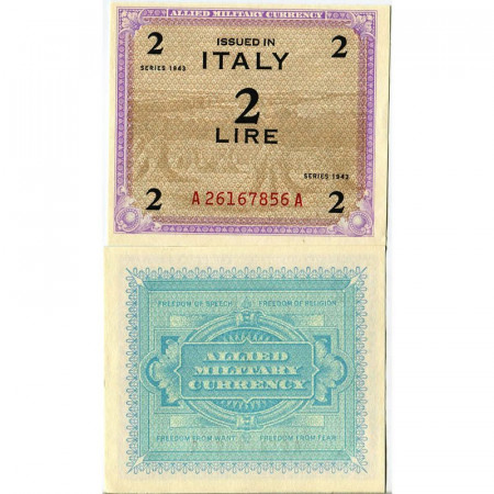 1943 * Billet Italie 2 AM Lire "Occupation Américaine - BEP" (A1104 pM11b) NEUF