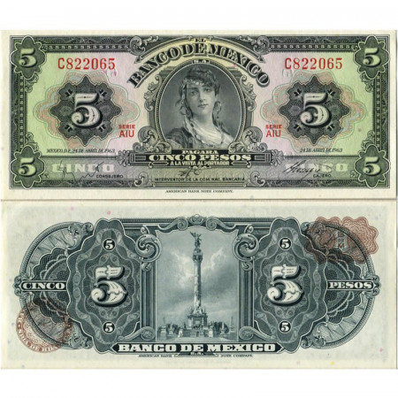 1963 * Billet Mexique 5 Pesos "La Gitana" (p60h) NEUF