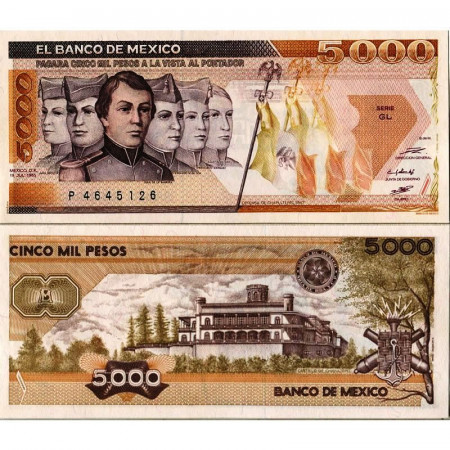 1985 * Billet Mexique 5.000 Pesos "Heroic Cadets" (p88a) NEUF