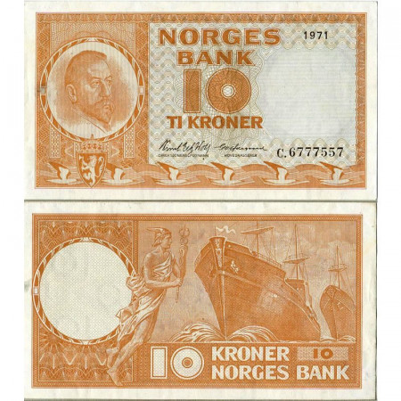 1971 * Billet Norvège 10 Kroner "Christian Michelsen" (p31f) NEUF