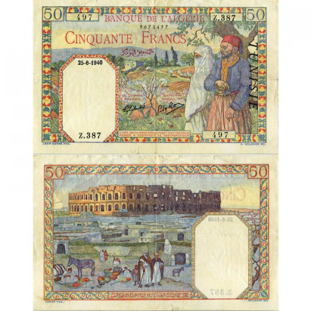 1940 * Billet Tunisie 50 Francs "El-Djem Amphitheatre" (p12a) TTB+