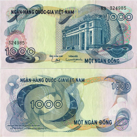 ND (1971) * Banconota Vietnam del Sud 1000 Dong "National Bank Building - Saigon" (p29a) FDS