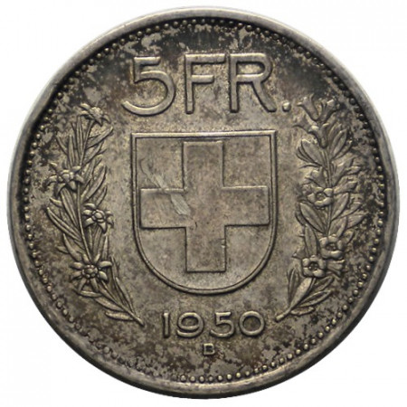 1950 B * 5 Francs Argent Suisse "Guillaume Tell" (KM 40) TTB+