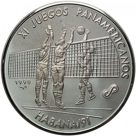 1990 * 10 Pesos 1 OZ Argent Cuba "Volley-ball" (KM 292) BE