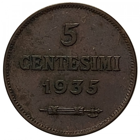 1935 R * 5 Centesimi Cuivre Saint Marin "Valore - Type 2" (KM 12) TTB