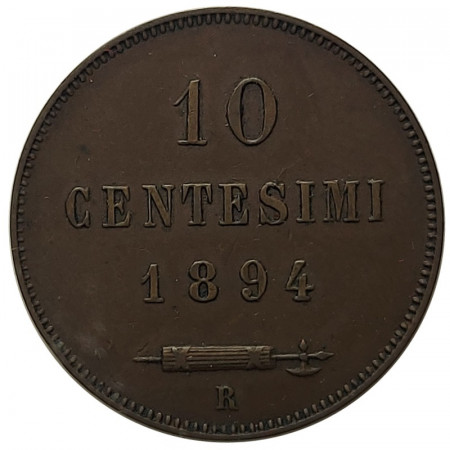 1894 R * 10 Centesimi Cuivre Saint Marin "Valore - Type 1" (KM 2) TTB+