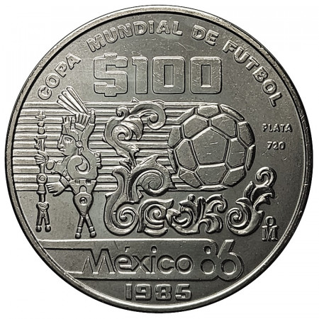 1985 * 100 Pesos Argent Mexique "Coupe du Monde de Football" (KM 499) FDC