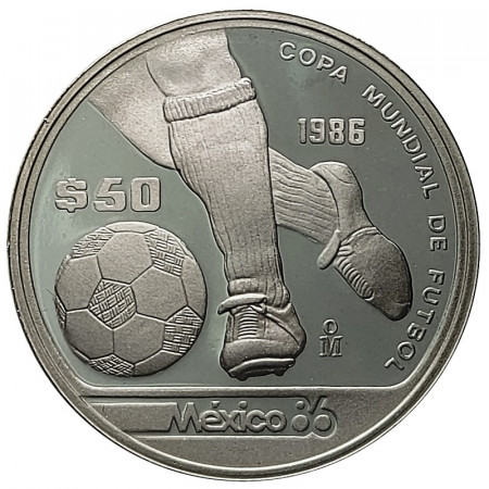 1986 * 50 Pesos Argent Mexique "Coupe du Monde de Football" (KM 498) BE