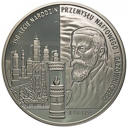 2003 * 10 Zlotych Argent Pologne "150 Ann. Origine Industrie Pétrolière et Gazière" (Y 469) BE