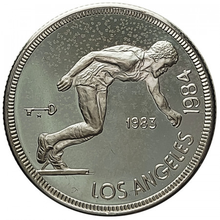 1983 * 5 Pesos Argent Cuba "Jeux Olympiques Los Angeles 1984 - Coureur" (KM 109) BE