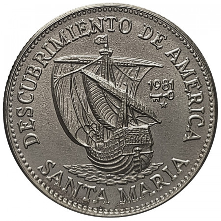 1981 * 5 Pesos Argent Cuba "Découverte de l'Amérique - Santa Maria" (KM 73) FDC