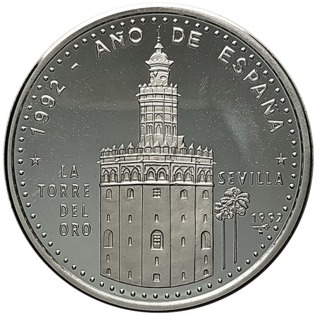 1992 * 10 Pesos 1 OZ Argent Cuba "Année de l'Espagne - Tour d'Or Séville" (KM 351) BE