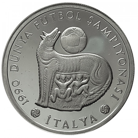 1990 * 20.000 Lira Argent Turquie "Coupe du Monde de Football Italie" (KM 995) BE