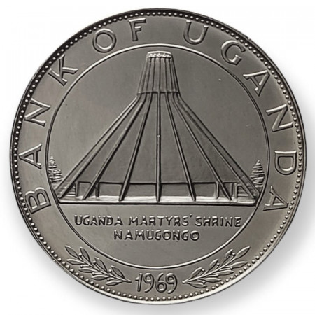 1969 * 10 Shillings Argent Ouganda "Visit of Pope Paul VI - Namugongo Martyr's Shrine" (KM 10) BE