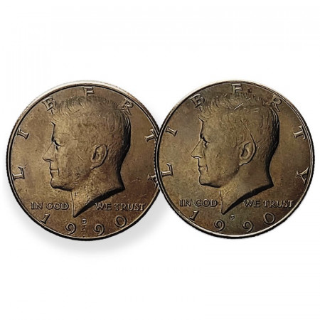1990 * 2 x Half Dollar (50 Cents) États-Unis "Kennedy" P+D SUP/UNC