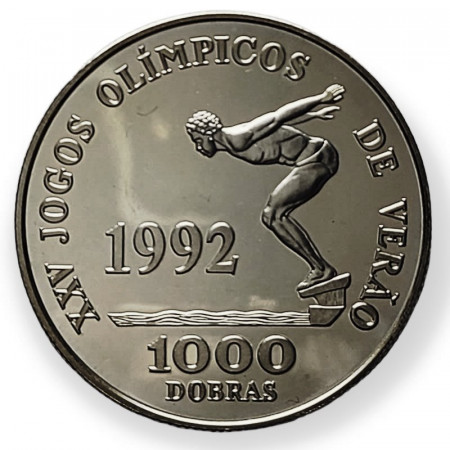 1990 * 1000 Dobras Argent Sao Tomé et Príncipe "1992 Summer Olympic Games" (KM 74) BE