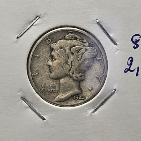 1944 * 10 Cents (Dime) Dollar Argent États-Unis "Mercury Dime" (KM 140) TB/TTB
