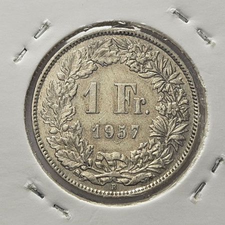1957 B * 1 Franc Argent Suisse "Standing Helvetia" (KM 24) TTB/SUP