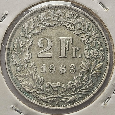 1963 B * 2 Francs Argent Suisse "Standing Helvetia" (KM 21) TTB/SUP