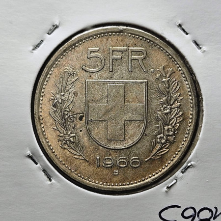 1966 B * 5 Francs Argent Suisse "Guillaume Tell" (KM 40) TTB/SUP