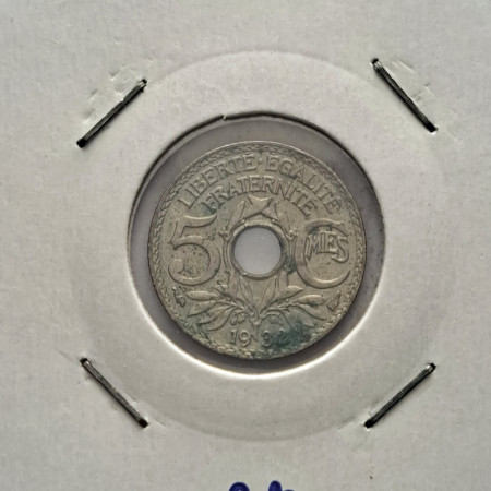 1932 * 5 Centimes France "Terza Repubblica - Hole" (KM 875) TTB