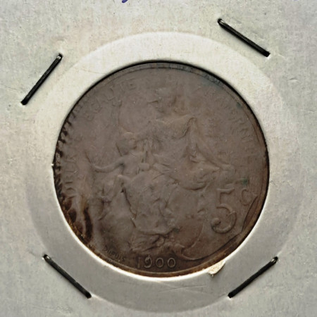 1900 * 5 Centimes France "Terza Repubblica - Liberty Head" (KM 842) TTB
