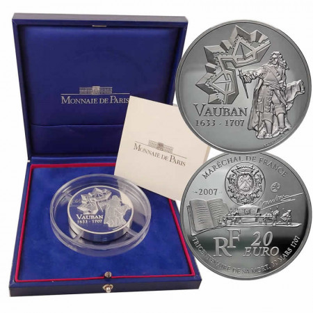 2007 * 20 Euro Argent 5 OZ FRANCE "300th Death of Le Prestre de Vauban" (KM X) BE