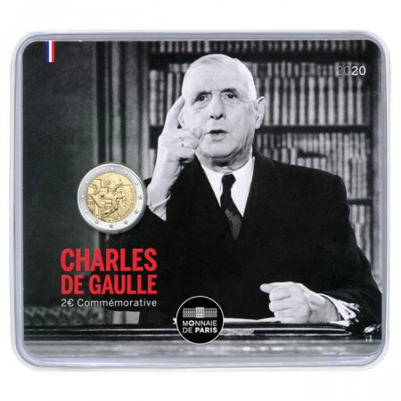 2020 * 2 Euro FRANCE "50e Charles de Gaulle et 80e Appel du 18 Juin" Coincard BU