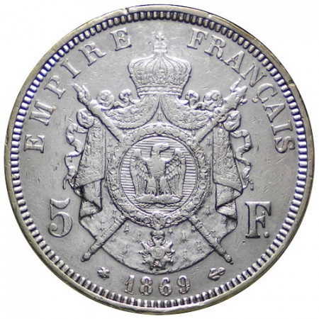 1869 A * 5 Francs Argent France "Napoléon III Laurée" - Paris (KM 799.1) TTB