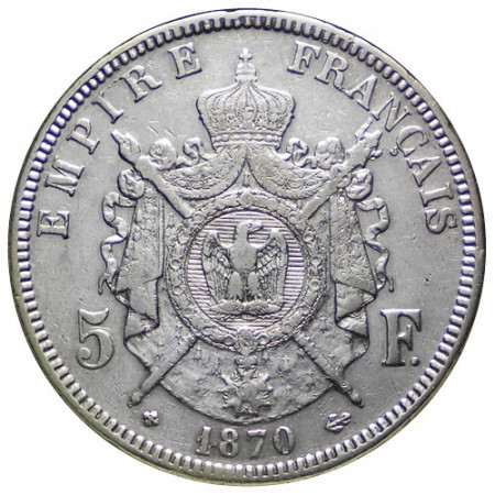 1870 BB * 5 Francs Argent France "Napoléon III Laurée" - Strasbourg (KM 799.2) TTB