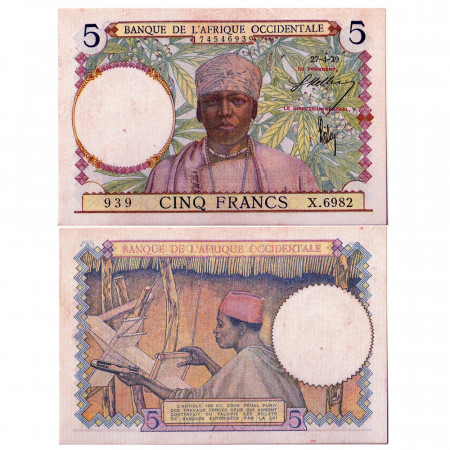 1939 * Billet Afrique Occidentale Française 5 francs TTB