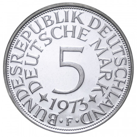 1973 * 5 marks argent Allemagne République Fédérale large eagle marque F