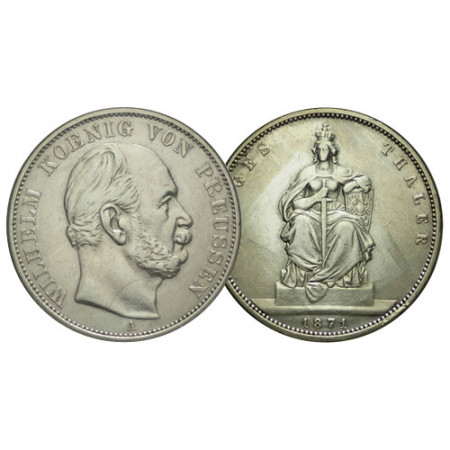1871 A * 1 Thaler Argent États Allemands – Prusse “Guillaume I - Victoire sur la France" (KM 500) TTB