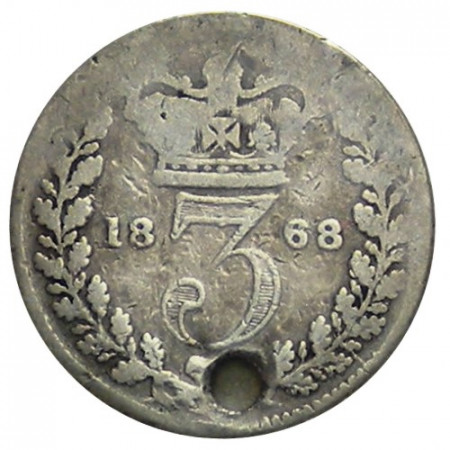 1868 * 3 Pence Argent Grande-Bretagne "Reine Victoria" (KM 730) TB