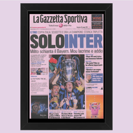 2012 (2010) * Première Page Anastatique "Solo Inter, Milito Schianta Il Bayern. - Gazzetta dello Sport" Cadre (A)