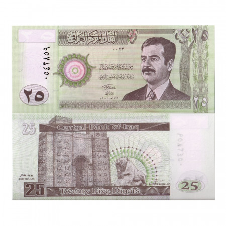 2001 (AH1422) * Billet Irak 25 Dinars "Saddam Hussein" (p86) NEUF