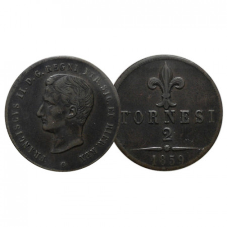 1859 * 2 Tornesi Italie - Deux-Siciles "Naples - François II" (KM 375) TTB