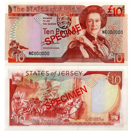 ND (2000) * Billet États de Jersey 10 Pounds "Specimen" (p28s) NEUF