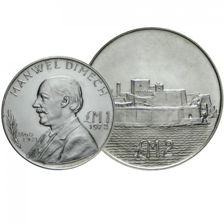 1972 * 1 et 2 pounds Malte diptyque