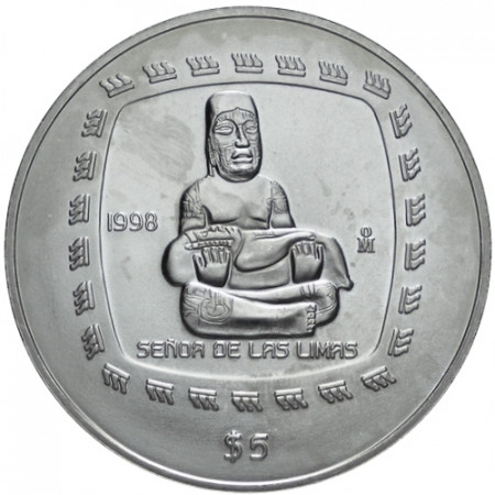 1998 * 5 Pesos Mexique - Once en argent SEÑOR DE LAS LIMAS