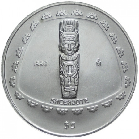 1998 * 5 Pesos Mexique - Once en argent PRÊTRE