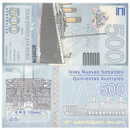 2012 * Billet Polymère Îles Jason 500 Australes NEUF