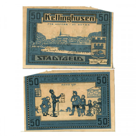 1921 * Notgeld Allemagne 50 Pfennig "Schleswig-Holstein – Kellinghusen"