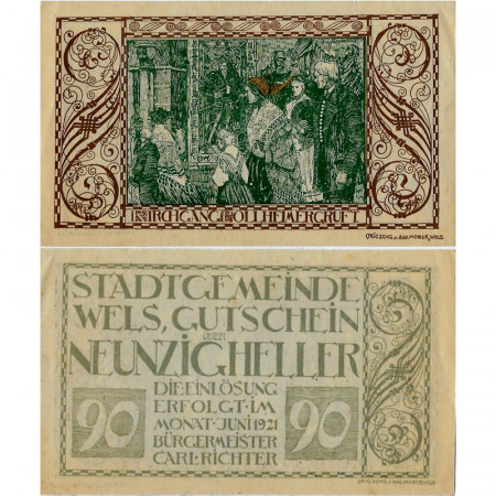 1921 * Notgeld Autriche 90 Heller "Haute-Autriche - Wels" (FS 1167IIIe)