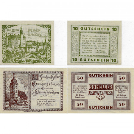 1920 * Lot 2 Notgeld Autriche 10 . 50 Heller "Haute-Autriche - Steinerkirchen An Der Traun" (FS 1029)