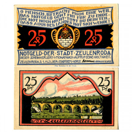 1921 * Lot 3 Notgeld Allemagne 25 . 50 . 75 Pfennig "Thuringe - Zeulenroda" (1470)